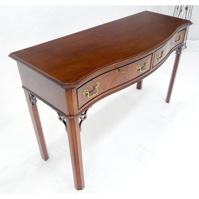 Traditional Council Flame Mahogany Two Drawers Console Table Server MINT For Sale - Image 3 of 17