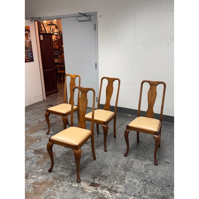 Queen Anne Antique Queen Anne Dining Side Chairs, Set of Four For Sale - Image 3 of 12