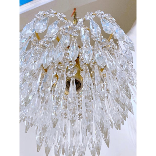 Mid-Century Italian Gold Frame Upside Down Layered Cake Chandelier For Sale - Image 4 of 8