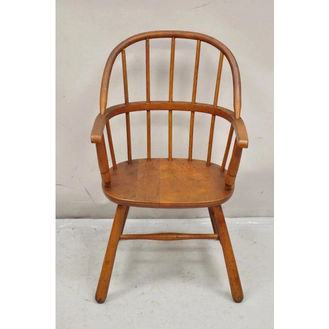 Antique Colonial Style Bentwood Maple Small Child's Windsor Arm Chair. Circa Early 20th Century. Measurements: 26.5" H x...