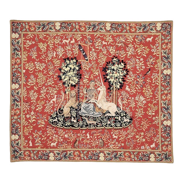 Lady With the Unicorn - Sight Loom Woven Tapestry - 132 X 150 Cm (4'4" X 4'11") - Requires Rod Size 4 For Sale