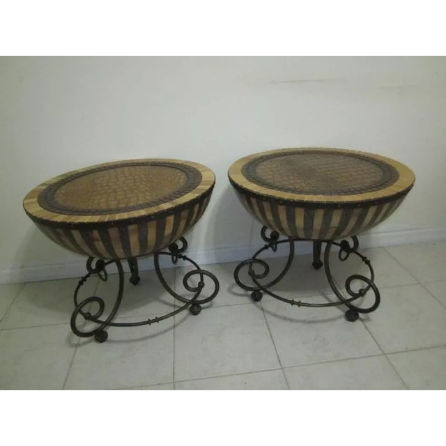 Introducing the stunning set of two Kreiss Nairobi Drum Style End Accent Tables, perfect for adding a touch of elegance to...