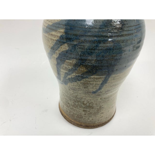 Signed Glazed Pottery Vase in Asian Style Dated 1976 For Sale - Image 10 of 12