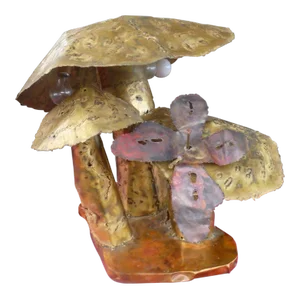 1970's Brutalist Dieter Torch Cut Brass & Copper Multiple Mushroom Lamp