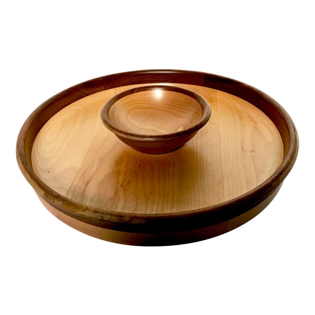 Vintage Woodbury's Woodenware Vermont HandTurned Wood Chip & Dip Bowls