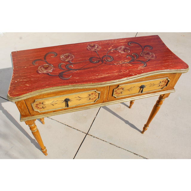 Italian Italian Florentine Style Paint-Decorated Console Table For Sale - Image 3 of 14
