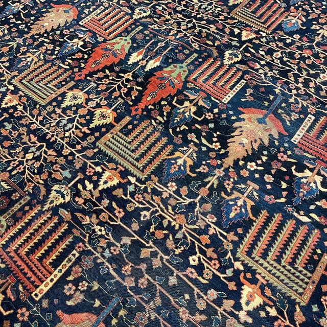 PALATIAL Antique Cypress Willow Tree Of Life Ferahan Sarouk Carpet Natural Dyes with Organic Lamb Wool Rug 12 x 16 For Sale - Image 11 of 13