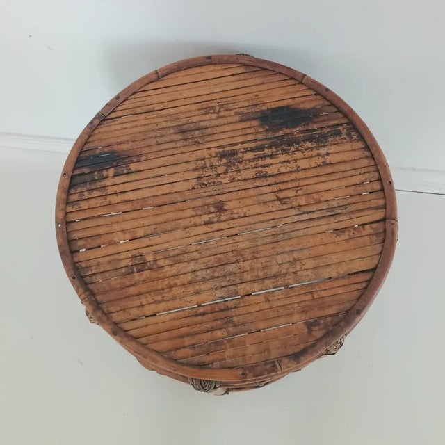 Safari 1950s Vintage Bamboo Side Table For Sale - Image 3 of 12