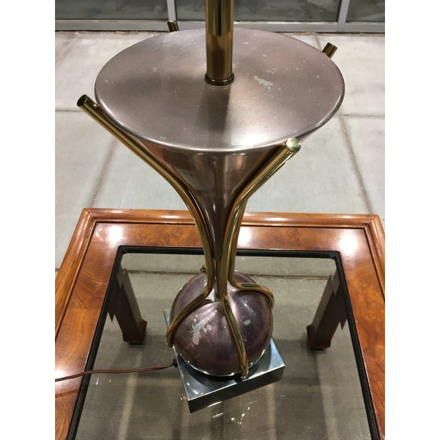 Gerald Thurston Sculptural Purple Tulip Table Torchiere With Milk Glass Diffuser Manner of Gerald Thurston for Lightolier For Sale - Image 4 of 13