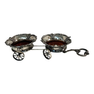 Victorian Silver Plate Double Decanter or Wine Coaster Trolley Made by Sheffield Silversmiths For Sale