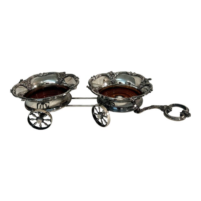 Victorian Silver Plate Double Decanter or Wine Coaster Trolley Made by Sheffield Silversmiths For Sale