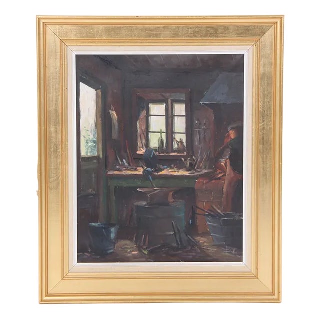 Danish Artist, Atelier, 1960s, Oil on Canvas, Framed For Sale
