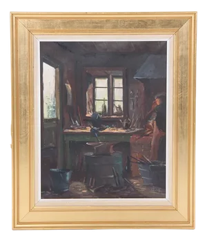 Danish Artist, Atelier, 1960s, Oil on Canvas, Framed