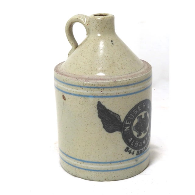 Antique Albany New York Stoneware 1/2 Gallon Whiskey Jug For Sale - Image 4 of 13