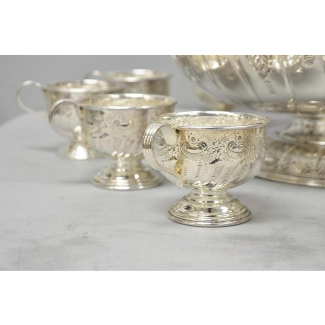Vintage English Sheffield Kentshire Silver Plated Punch Bowl Set with 12 Footed Cup For Sale In Philadelphia - Image 6 of 18