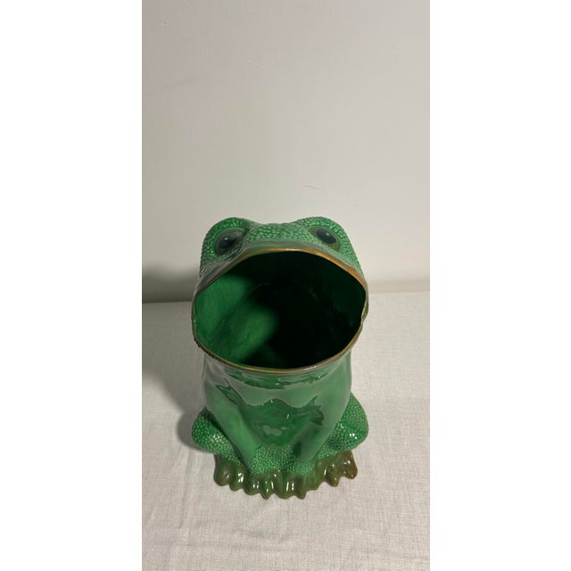 Gumps Mid 20th Century Gumps Vintage Italian Porcelain Frog Umbrella Stand For Sale - Image 4 of 9