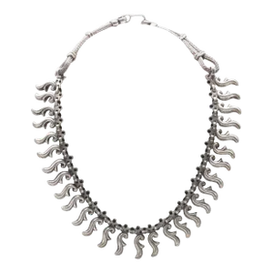 Vintage Artisan Sterling Silver Dangle Collar Necklace