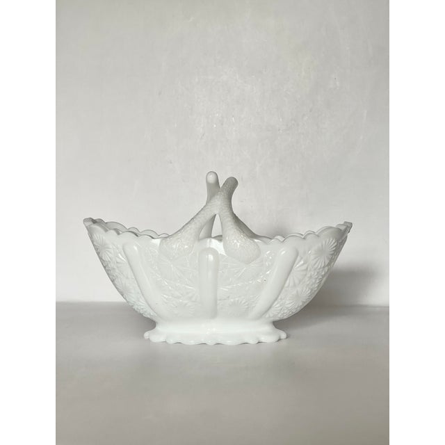 Vintage Milk Glass Daisy & Button Basket For Sale In Jacksonville, FL - Image 6 of 8