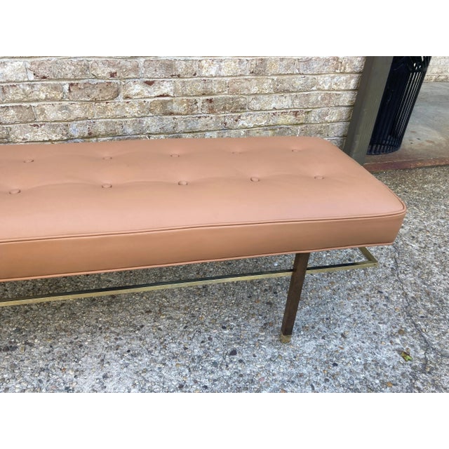 Mid-Century Modern 1950s Harvey Probber Brass & Leather Bench For Sale - Image 3 of 12