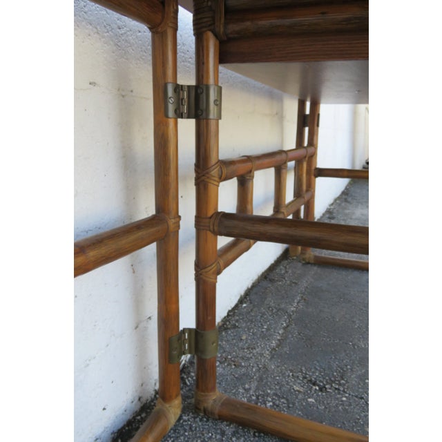 Mid Century Oak Long Narrow Library Console Flip Top Dining Table 6125 For Sale - Image 11 of 18