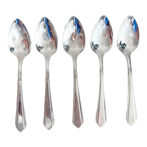 Set of 5 Demitasse Silverplate Spoon Coffee Tea Simple Silver Plate Wilshire