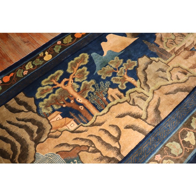 Textile Early 20th Century Zabihi Collection Chinese Peking Pictorial Gallery Size Rug - 6' x 12'3" For Sale - Image 7 of 12