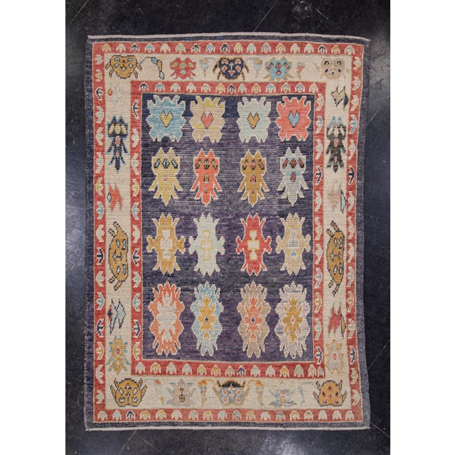 Turkish Oushak Rug Multicolor Handwoven Tribal Design Rug 5'7" X 7'10" For Sale - Image 9 of 9