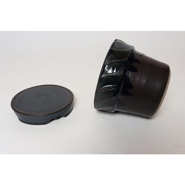 Vintage Matte Brown and Slate Glaze Ceramic Planter With Stand by Deanna Nichols For Sale In New York - Image 6 of 18