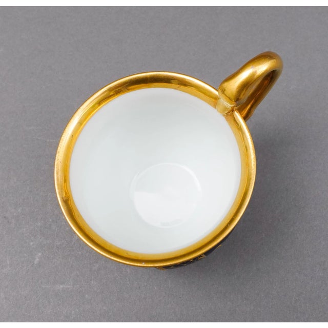 Ceramic Vintage Meissen Cobalt Blue Gold Hand Painted Couple Porcelain Tea Cup For Sale - Image 7 of 8