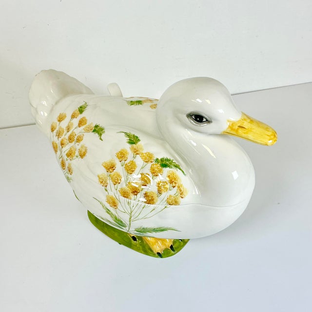 Mid-Century Italian Boho Chic Rustic European Duck Soup Tureen. For Sale - Image 6 of 18