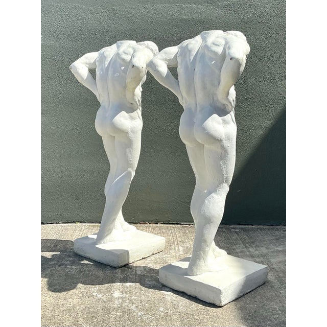 Vintage Grand Tour Painted Concrete Hercules Pedestal- a Pair For Sale - Image 9 of 12