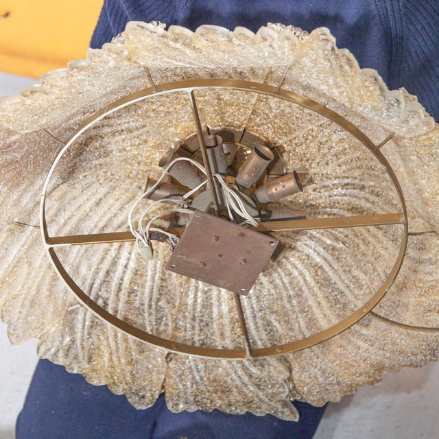 Large Flower Gilt Art Glass Murano Flush Mount by Barovier & Toso, 1930 For Sale - Image 11 of 12