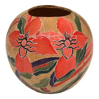 1980’s Handcrafted Painted Malaysian Vase For Sale