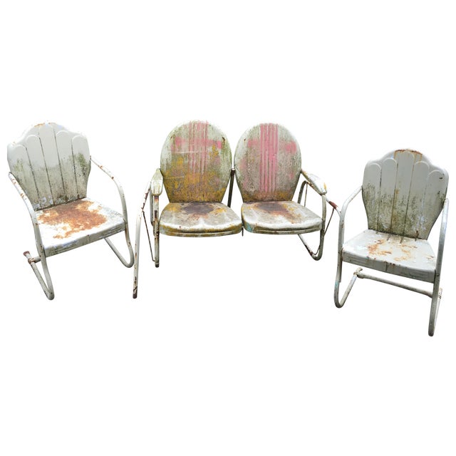 MidCentury Metal Glider & Chairs Set of 3 Chairish