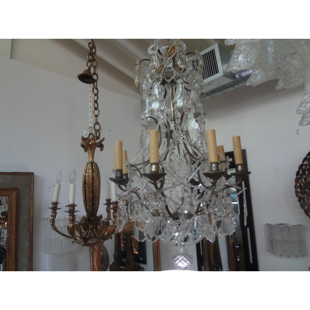 French Crystal and Bronze Chandelier Attributed to Maison Baguès For Sale In Houston - Image 6 of 12