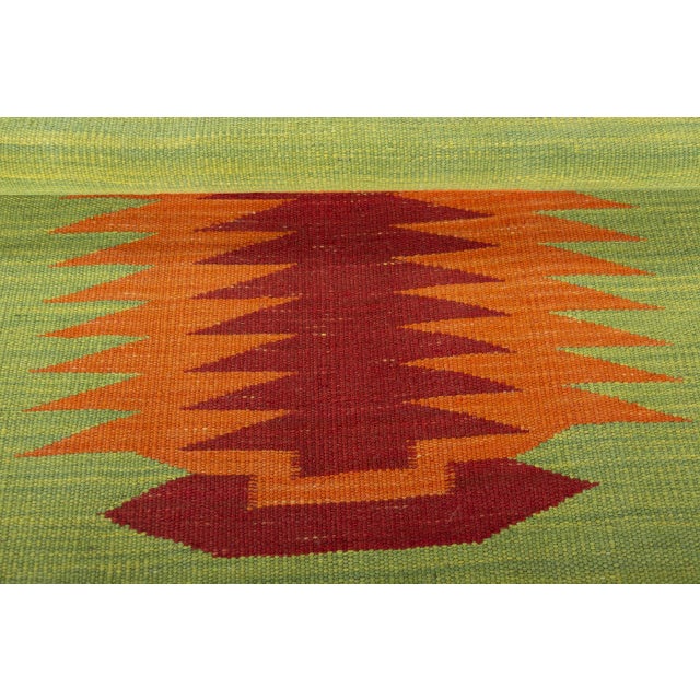 Green Handwoven Wool Kilim Rug, 2000 For Sale - Image 8 of 9