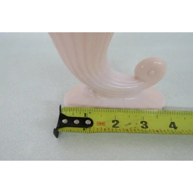 Jeannette Glass Jeannette Shell Pink Milk Glass Cornucopia Horn Vase For Sale - Image 4 of 11