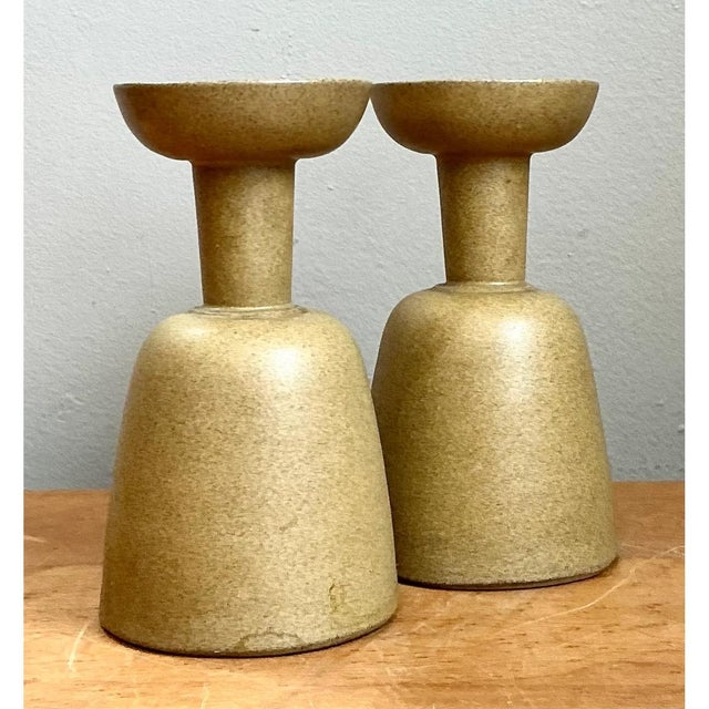 Ceramic Vintage Modernist Ceramic Candle Holders For Sale - Image 7 of 12