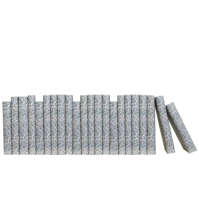 Modern Decorative Books - Sage Damask Paper Wrapped Books - Green Books By The Foot For Sale - Image 3 of 3