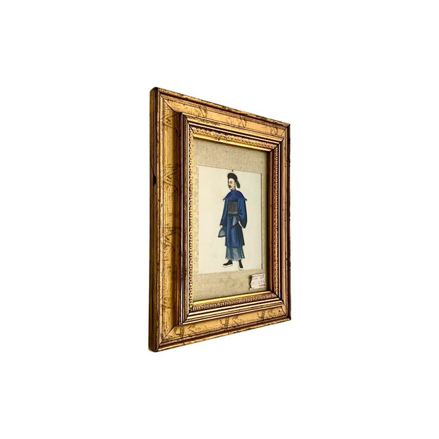 Asian Antique 19th C Chinese Folk Art Pith Painting Male Figure Court Counselor Oriental Decor For Sale - Image 3 of 5