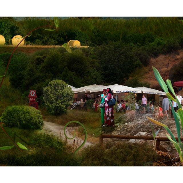 Under the Moon presents a vibrant hyperphotocollage that seamlessly blends diverse landscapes, from lush greenery to urban...
