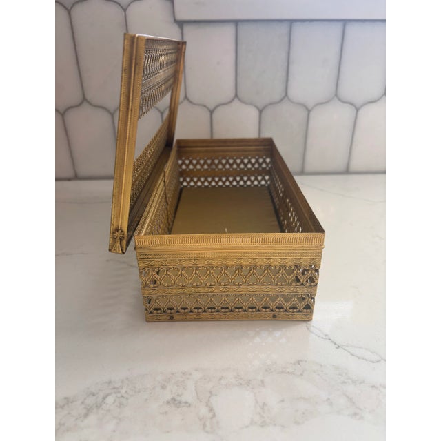 Vintage Brass French Style Tissue Box Holder For Sale - Image 4 of 11