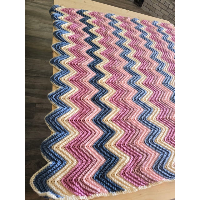 1970s Vintage Crocheted Afghan Blanket For Sale - Image 5 of 8