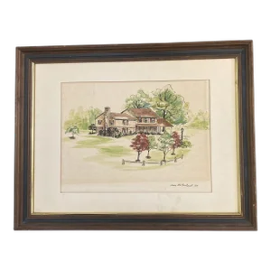 Vintage 1969 Original Watercolor by Irene McFarland, Framed