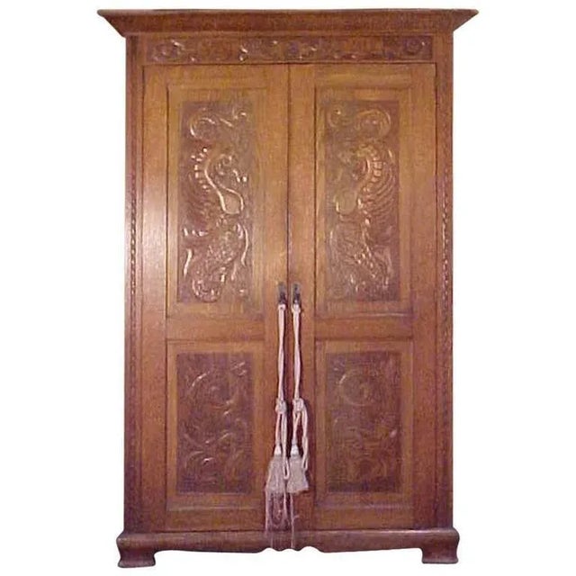 19th Century Carnegie Skibo Castle Scottish Oak Armoire With Carvings-Audaces Fortuna Juva- For Sale In West Palm - Image 6 of 6