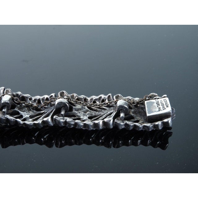 Silver Art deco Sterling Sanborns Mexican Silver Amethyst openwork bracelet For Sale - Image 8 of 8