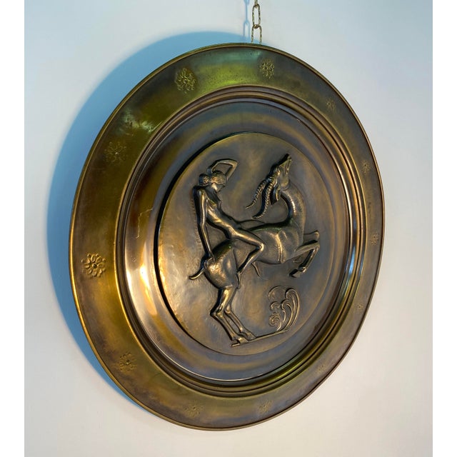 Art Deco Decorative Brass Plates, 1940s, Set of 2 For Sale - Image 4 of 7