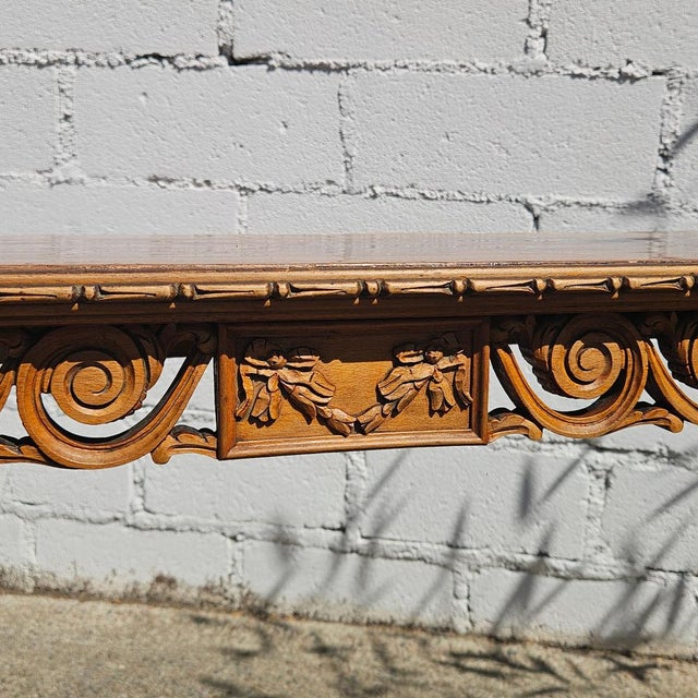 Brown 19th Century Louis XVI Handcarved Walnut Console Table with Burlwood Inlay For Sale - Image 8 of 18