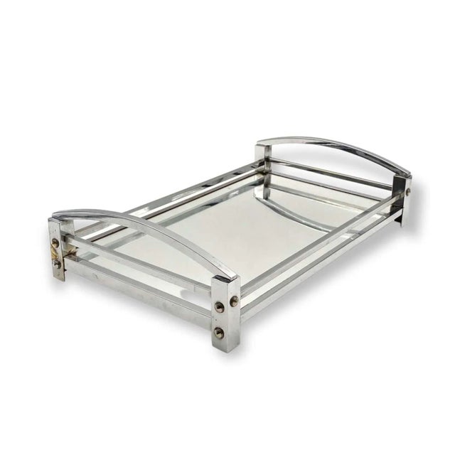 Jacques Adnet, Modernist Mirrored Tray, Maison Adnet, France 1940 /1950 For Sale - Image 13 of 13
