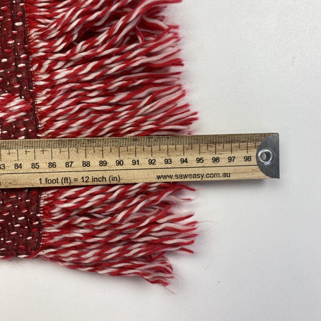 Louis Vuitton Bright Red & White Thick Wool & Silk Scarf For Sale - Image 6 of 9
